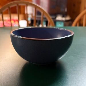 Dansk Mesa Skye Matte Navy Ceramic Bowl with Brown Rim